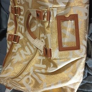 Victoria's Secret PINK Weekender Gold Brown Duffel Bag Like New